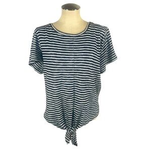 A New Day Striped Shirt Front Tie Black and White Size XL